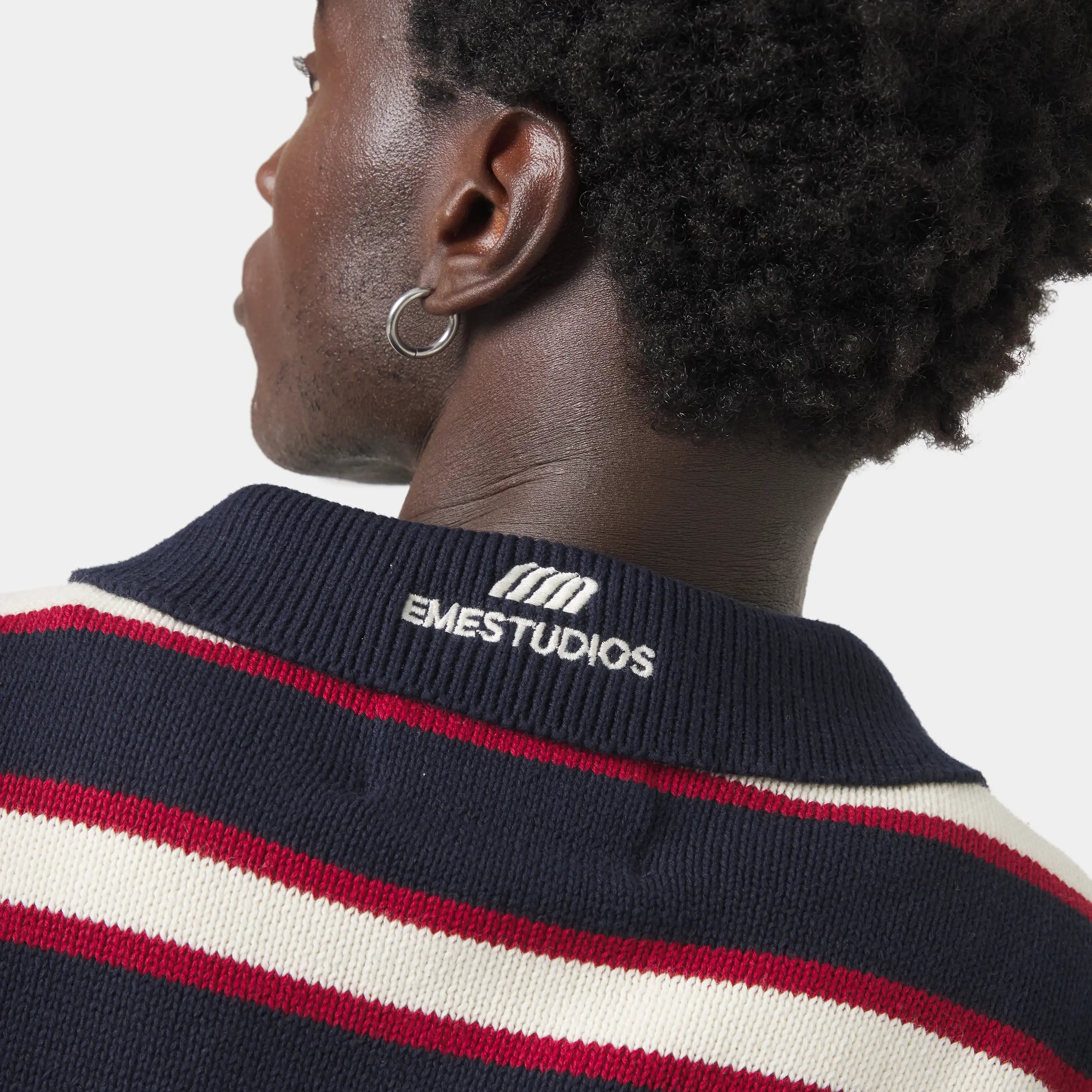 Sweet Navy Knit Polo Knitwear eme