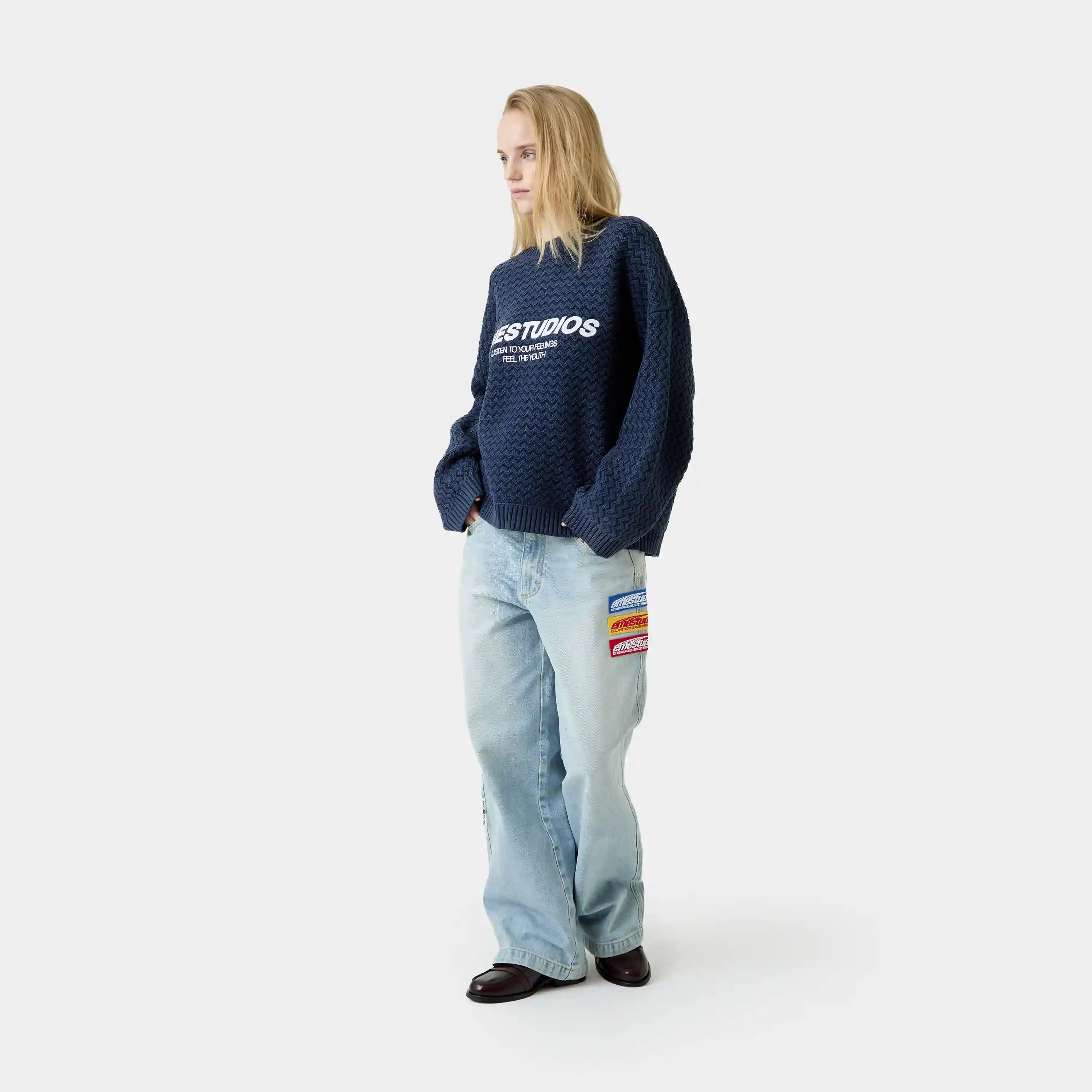 Thesis Navy Knit Sweater Knitwear Eme Studios