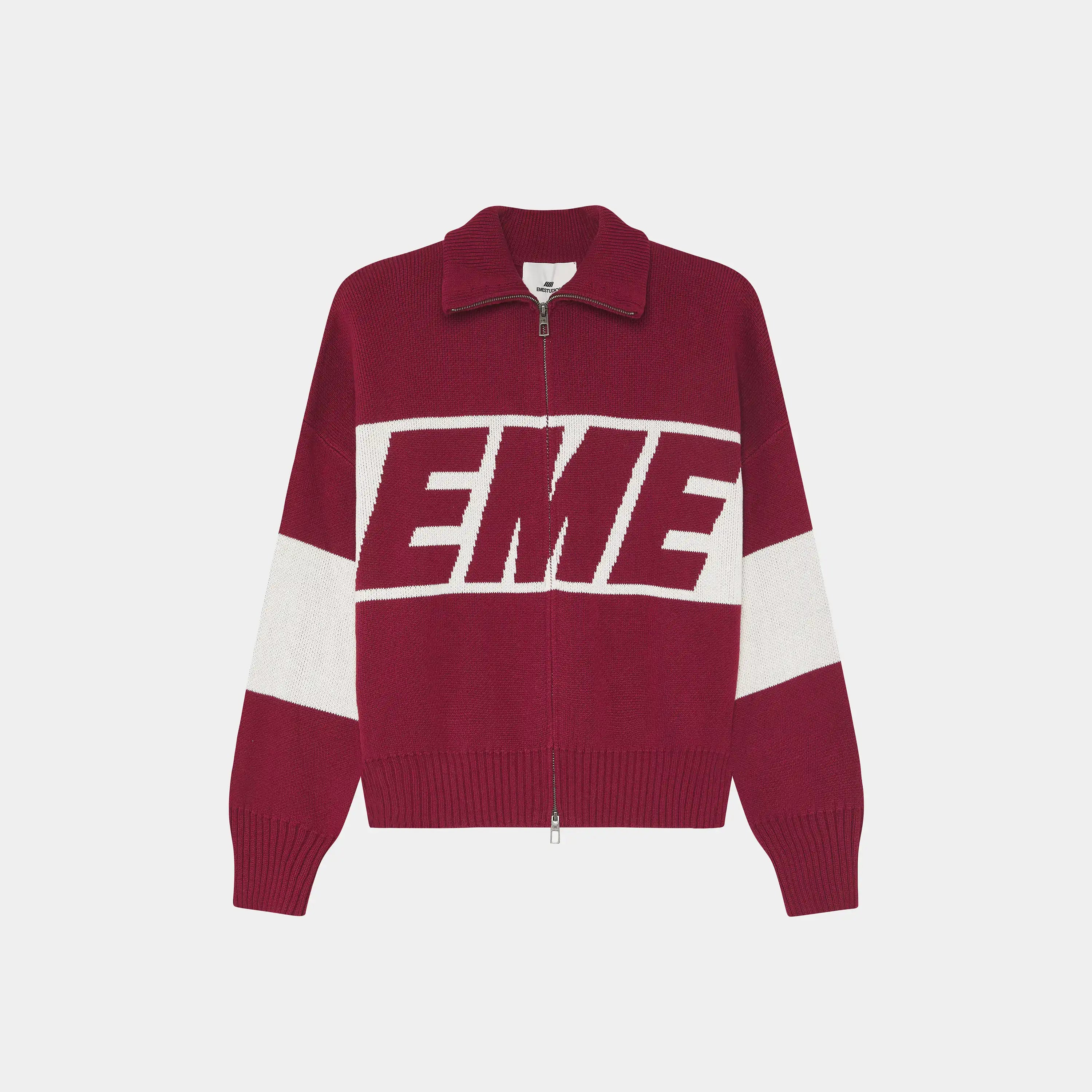 Thrill Burgundy Zipper Knit Knitwear eme