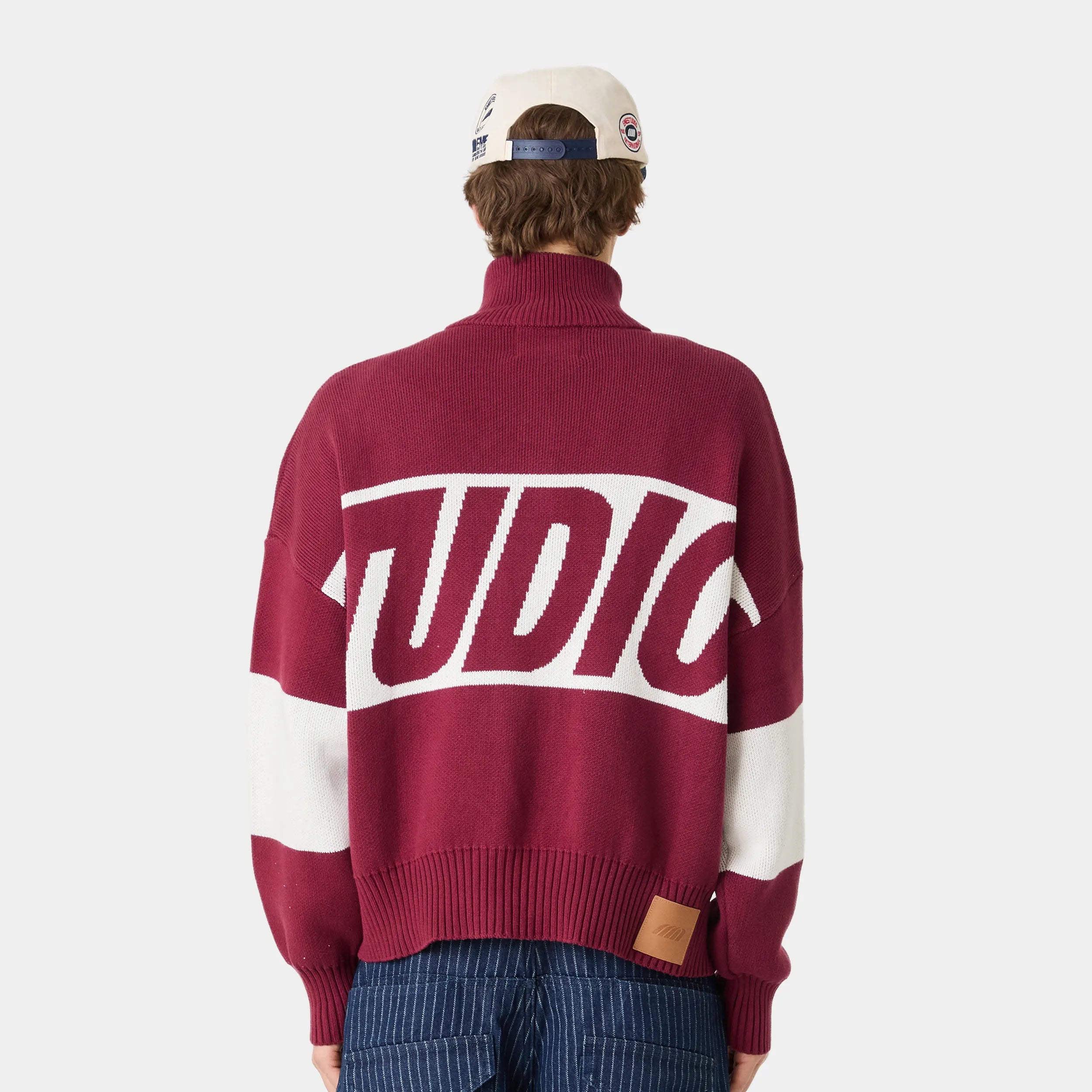 Thrill Burgundy Zipper Knit Knitwear eme