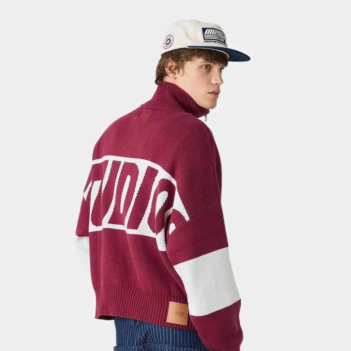Thrill Burgundy Zipper Knit Knitwear eme