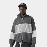 Thrill Grandpa Grey Zipper Knit Knitwear eme