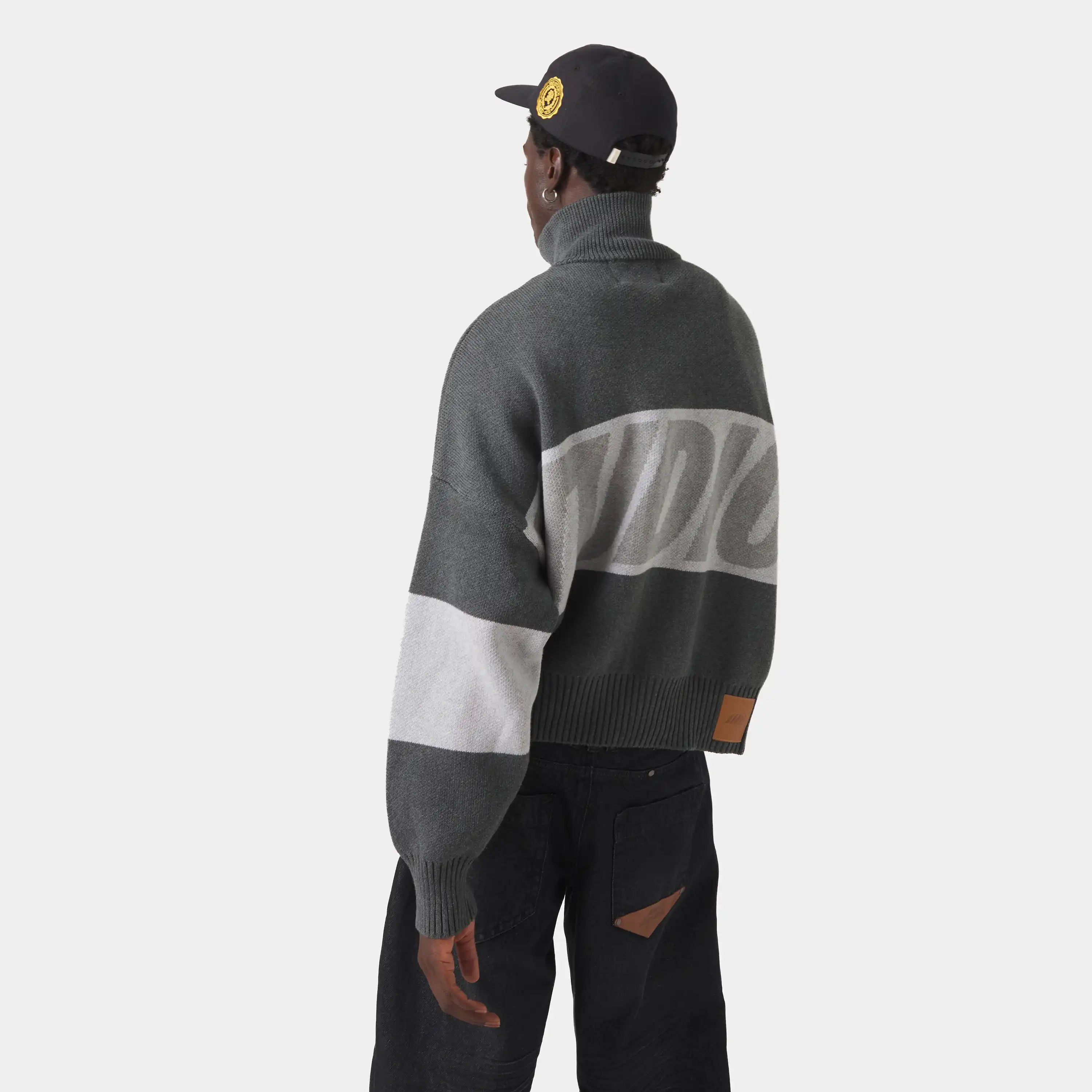 Thrill Grandpa Grey Zipper Knit Knitwear eme