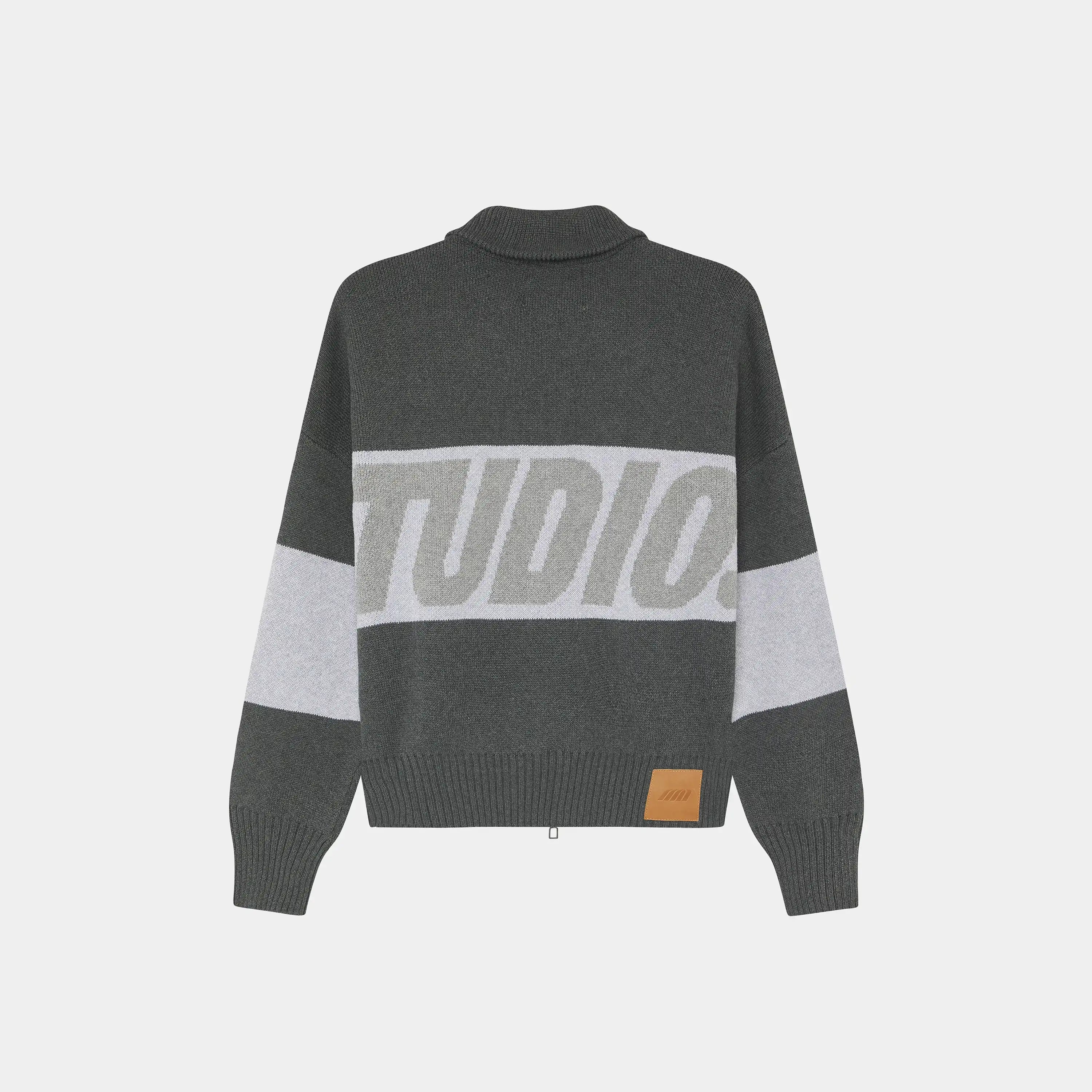 Thrill Grandpa Grey Zipper Knit Knitwear eme