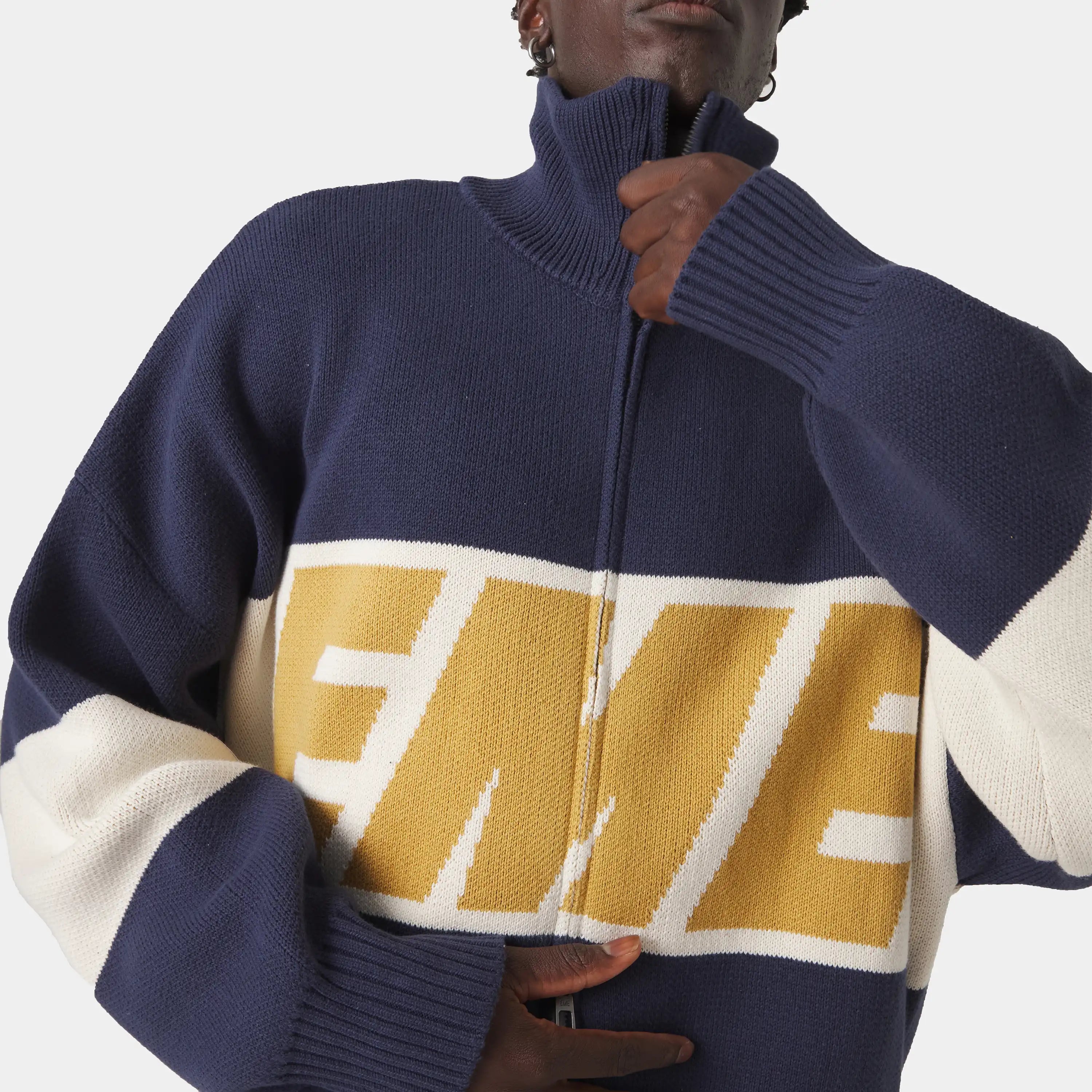 Thrill Mustard Zipper Knit Knitwear eme