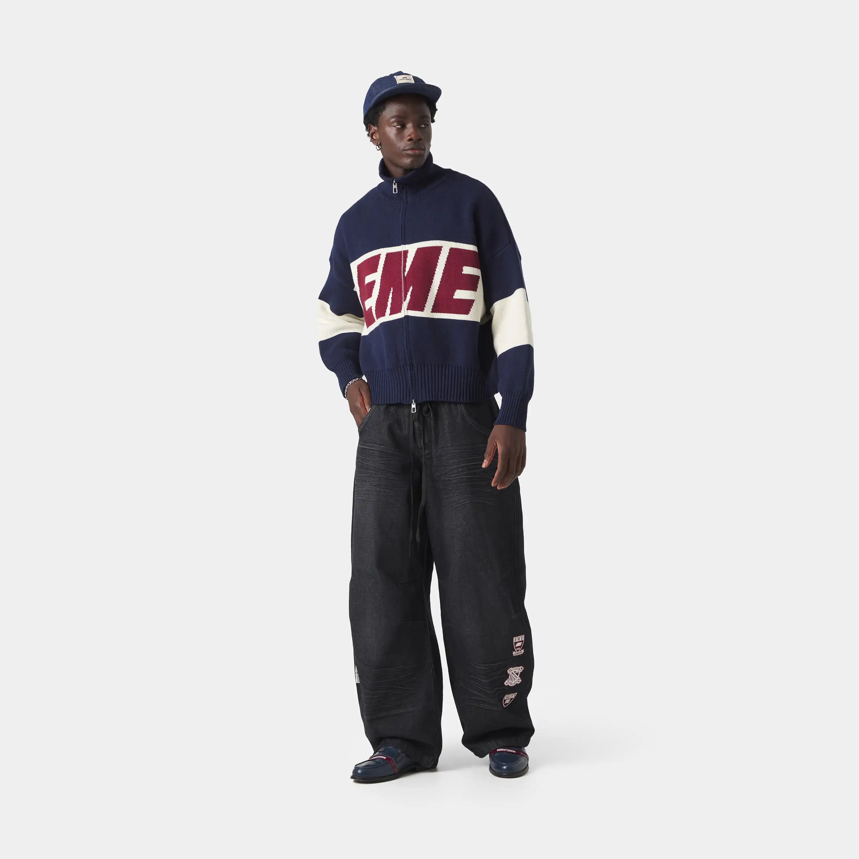 Thrill Navy Zipper Knit Knitwear eme