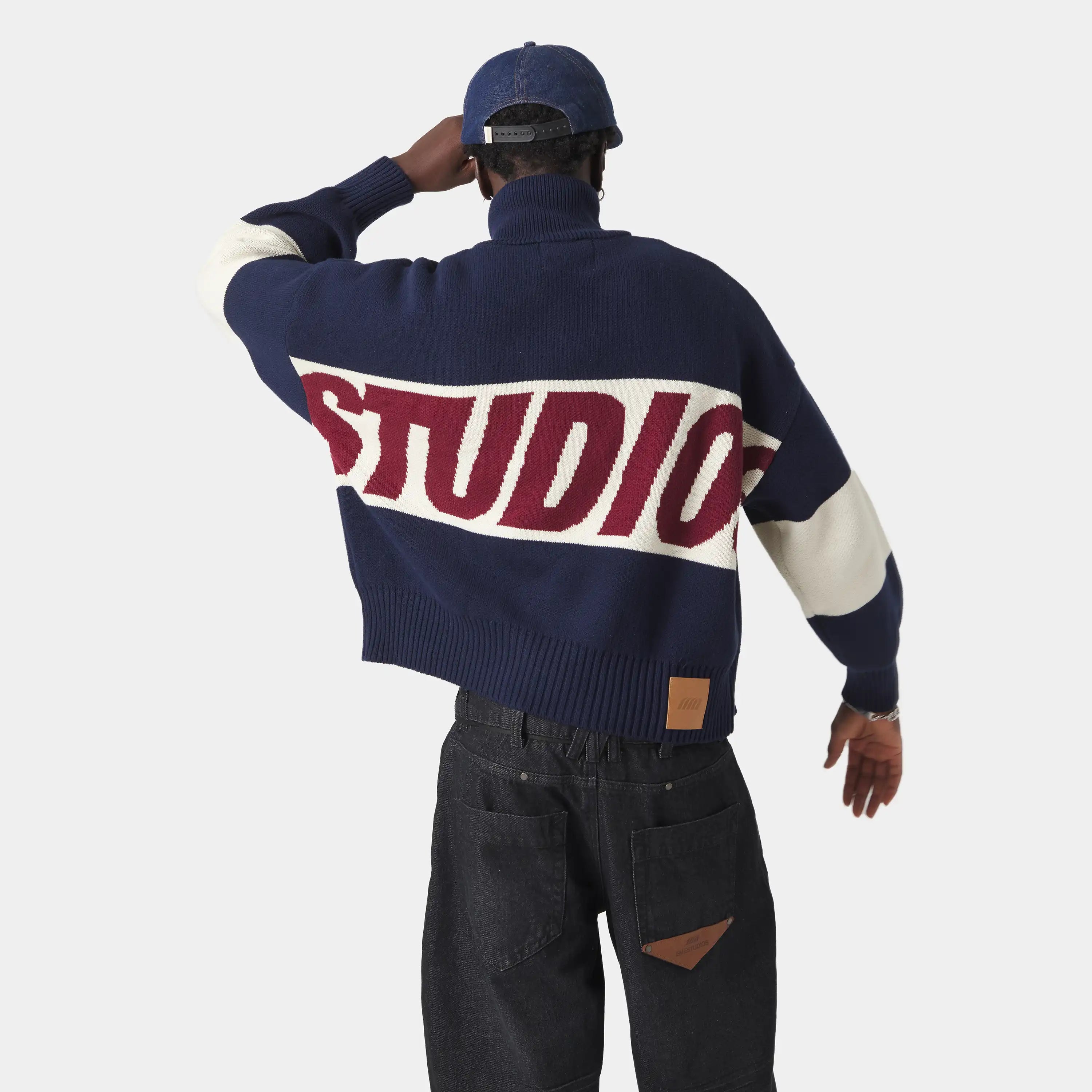 Thrill Navy Zipper Knit Knitwear eme