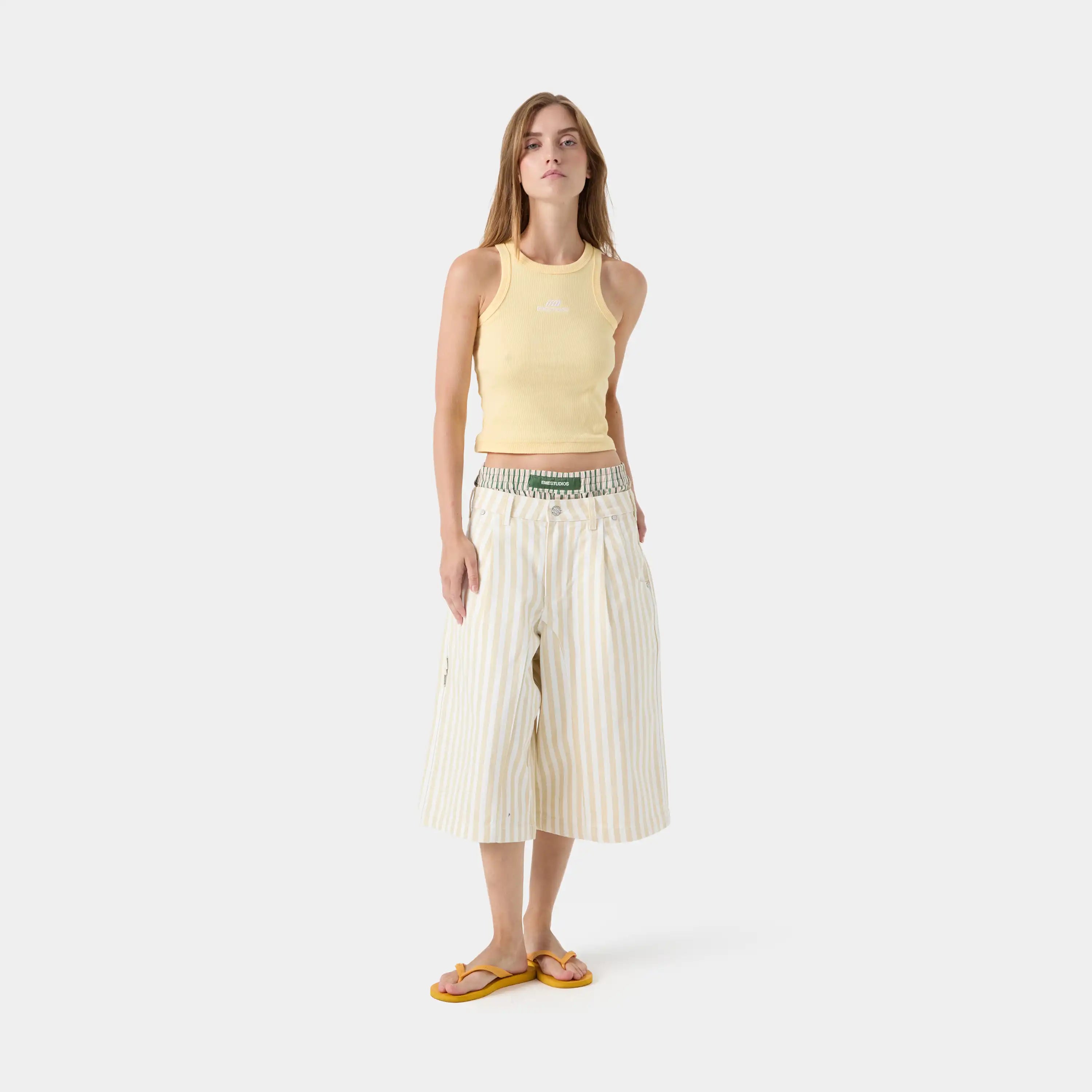 Tibiacore Striped Denim Jorts Shorts eme