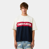 Track Paneled Navy Oversized Tee T-shirts Eme Studios