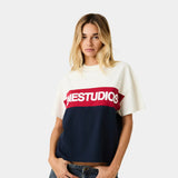 Track Paneled Navy Oversized Tee T-shirts Eme Studios