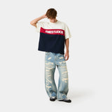 Track Paneled Navy Oversized Tee T-shirts Eme Studios