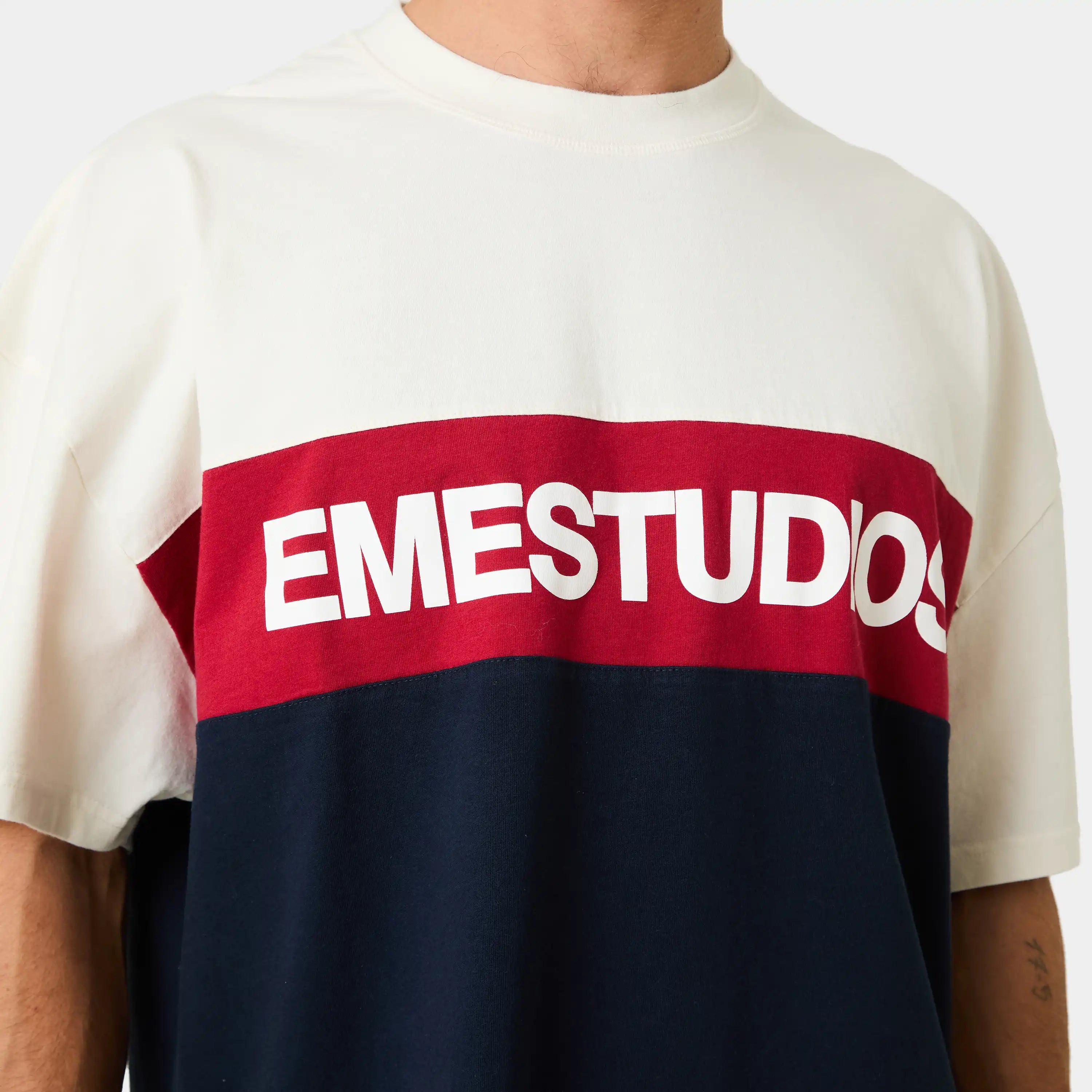 Track Paneled Navy Oversized Tee T-shirts Eme Studios
