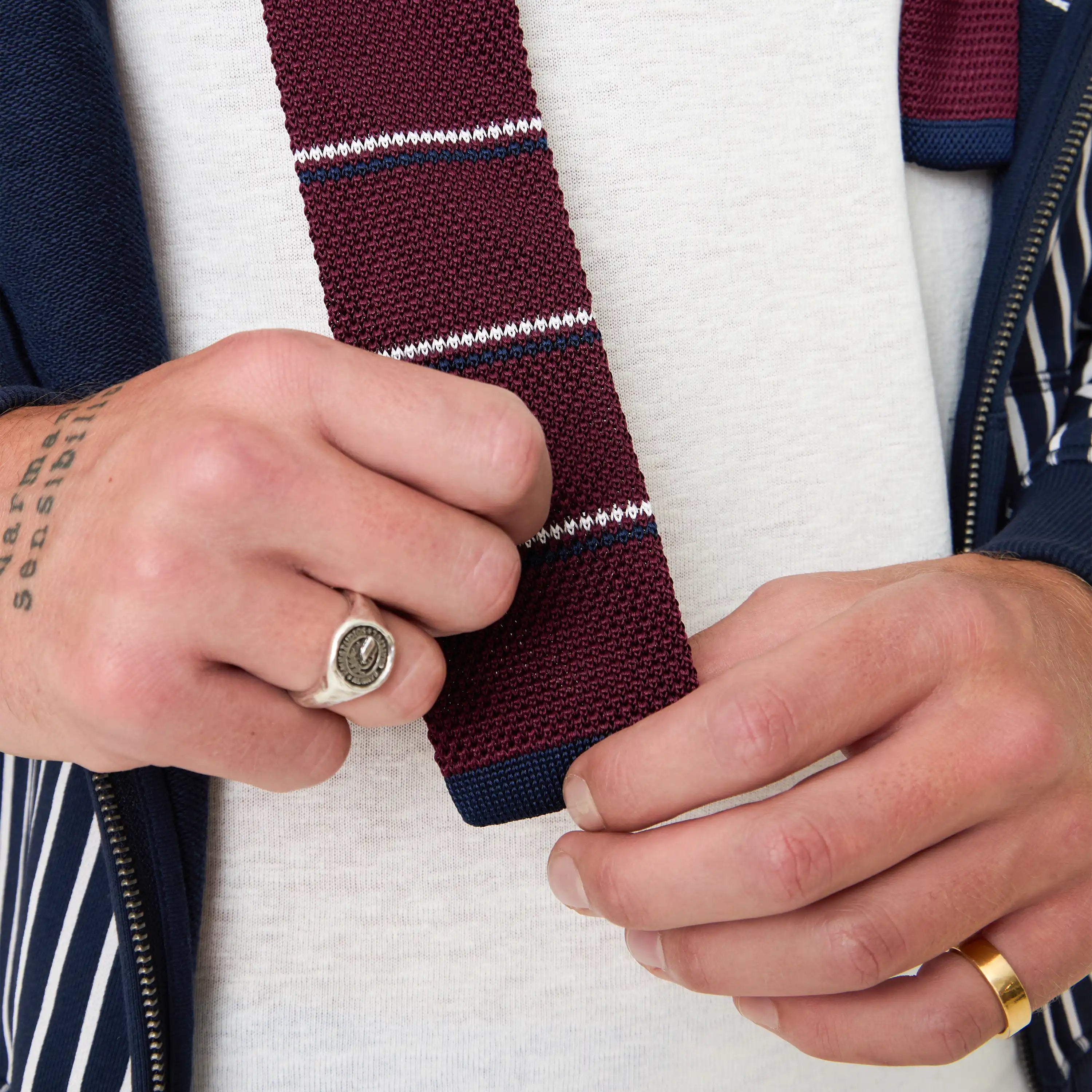 Trad Stripped Wine Tie Accesories Eme Studios