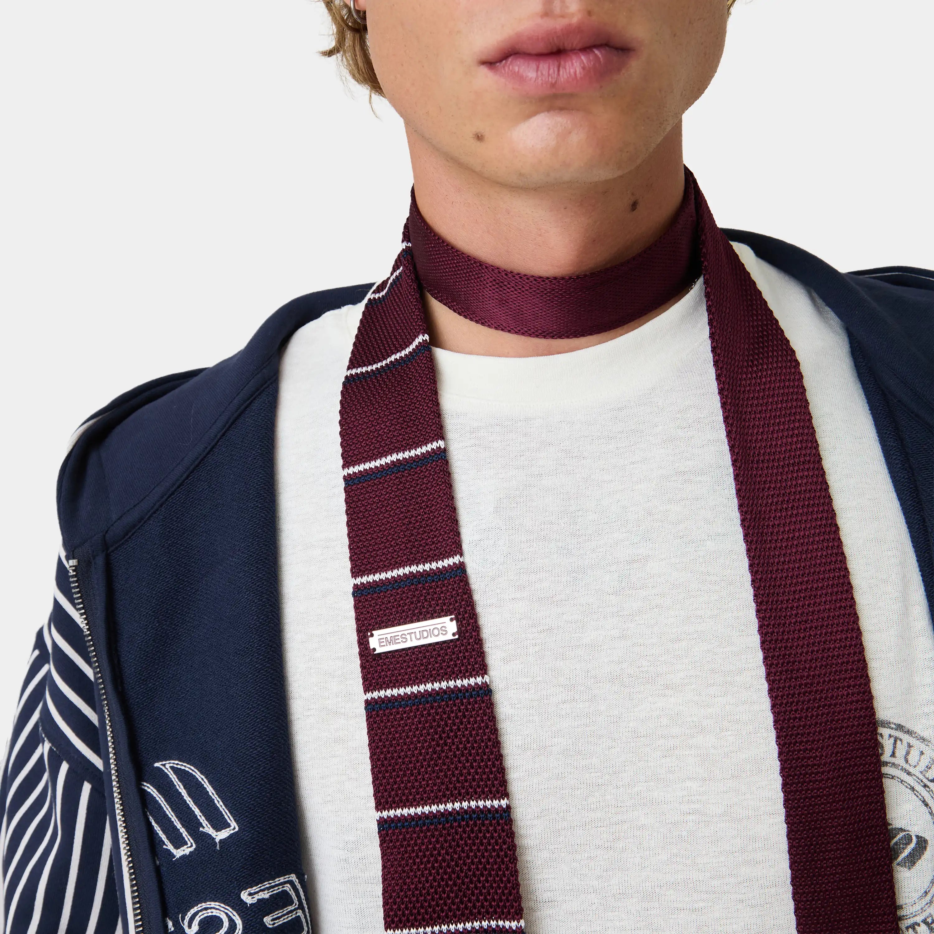Trad Stripped Wine Tie Accesories Eme Studios