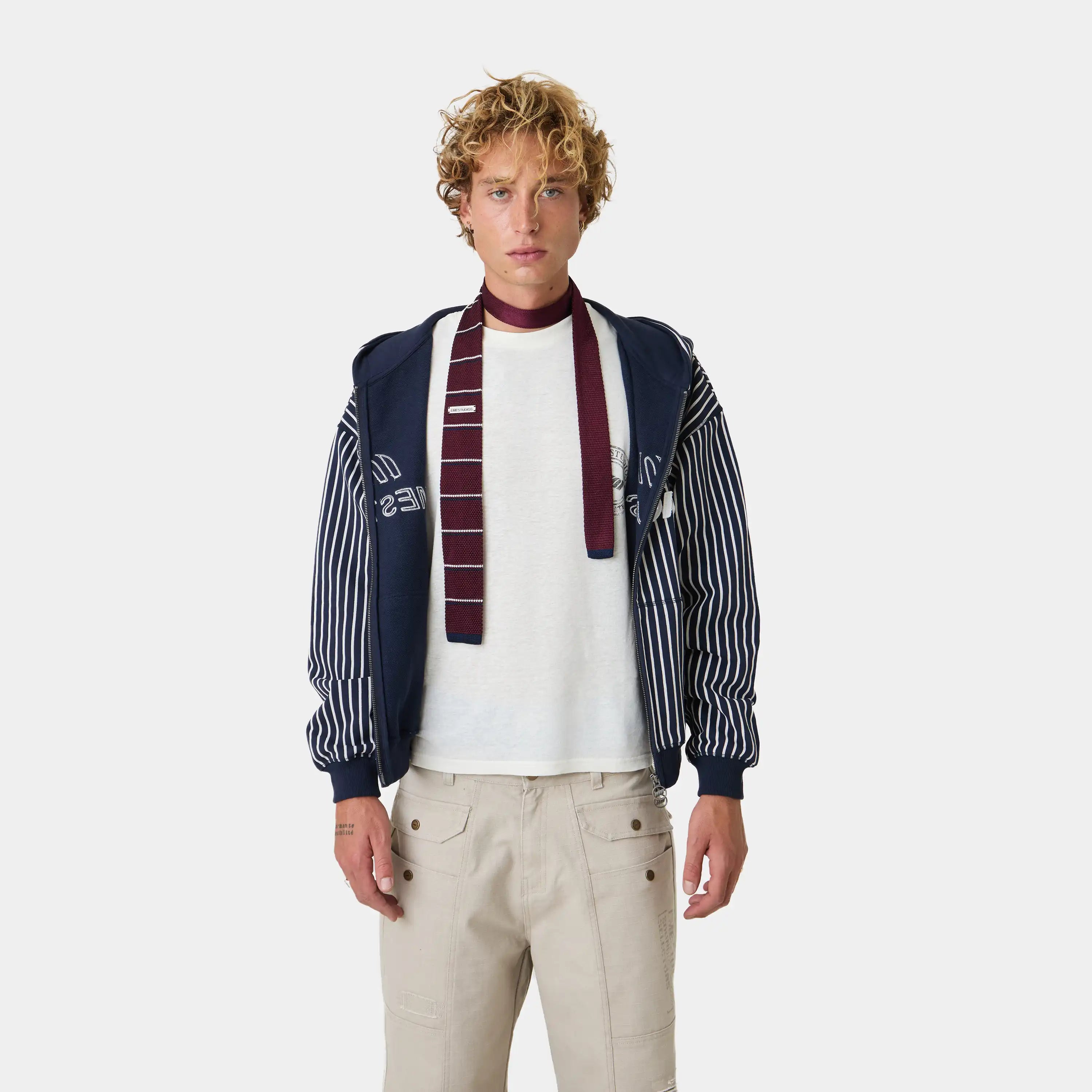 Trad Stripped Wine Tie Accesories Eme Studios