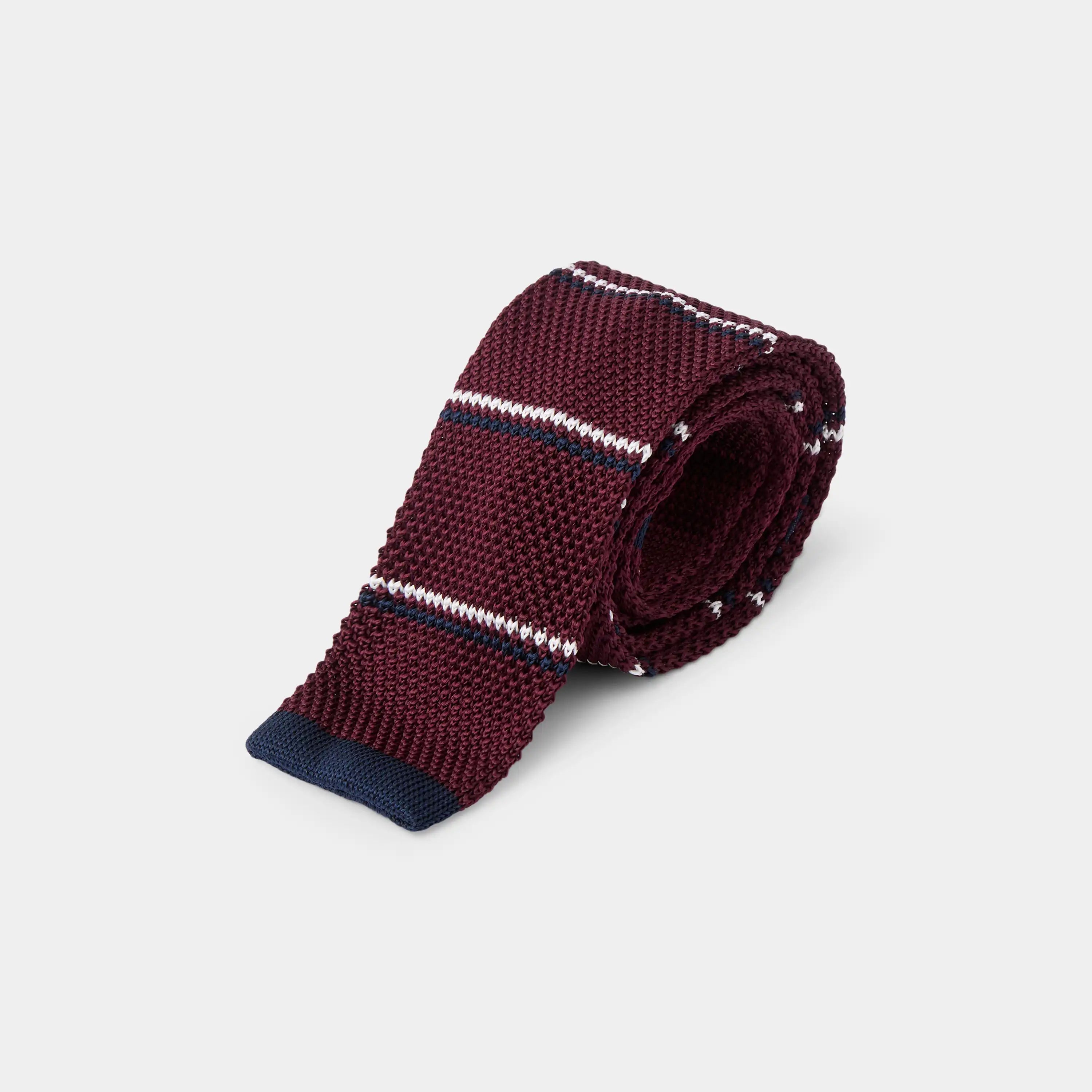Trad Stripped Wine Tie Accesories Eme Studios