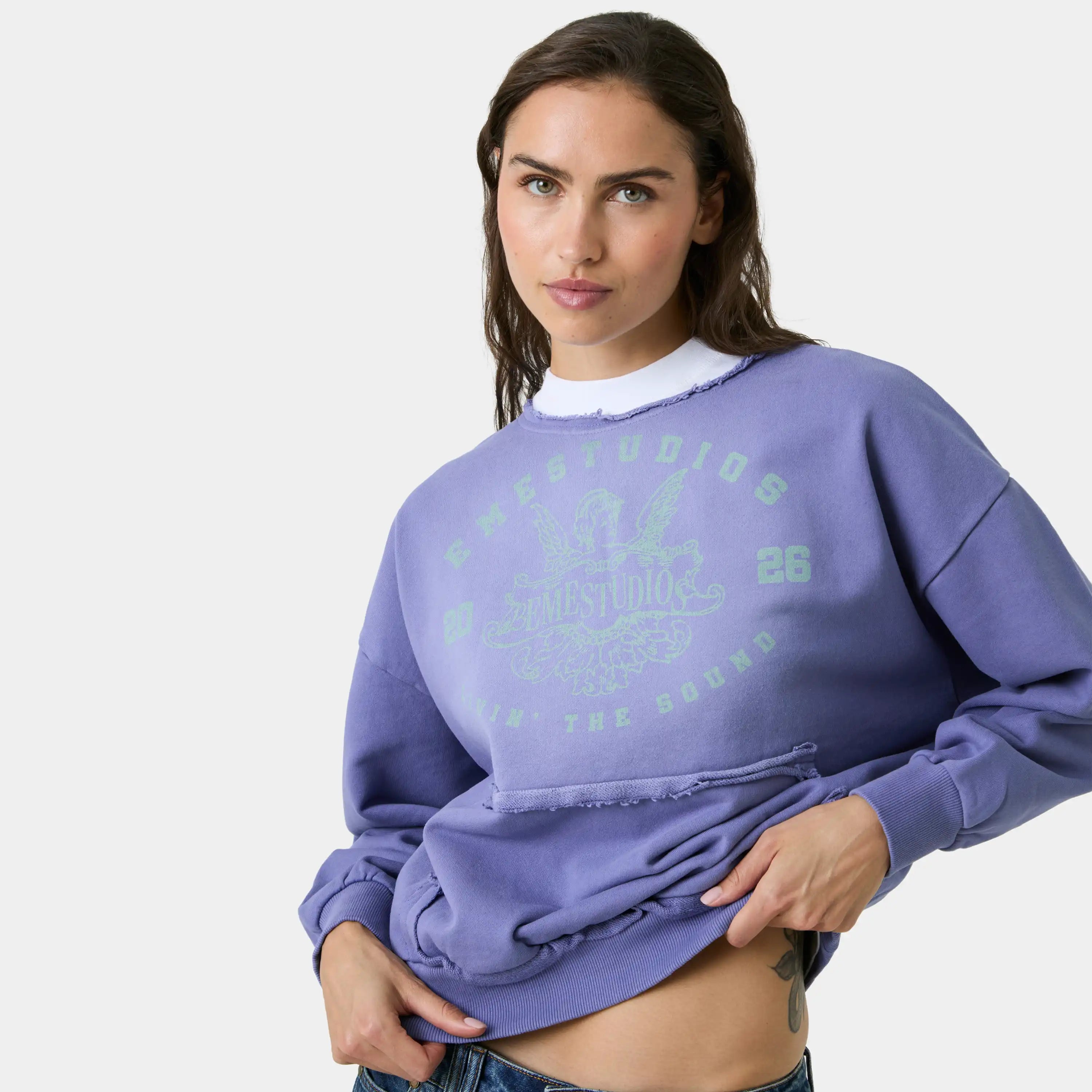Uriel Broken Plum Oversized Crewneck Sweatshirts Eme Studios