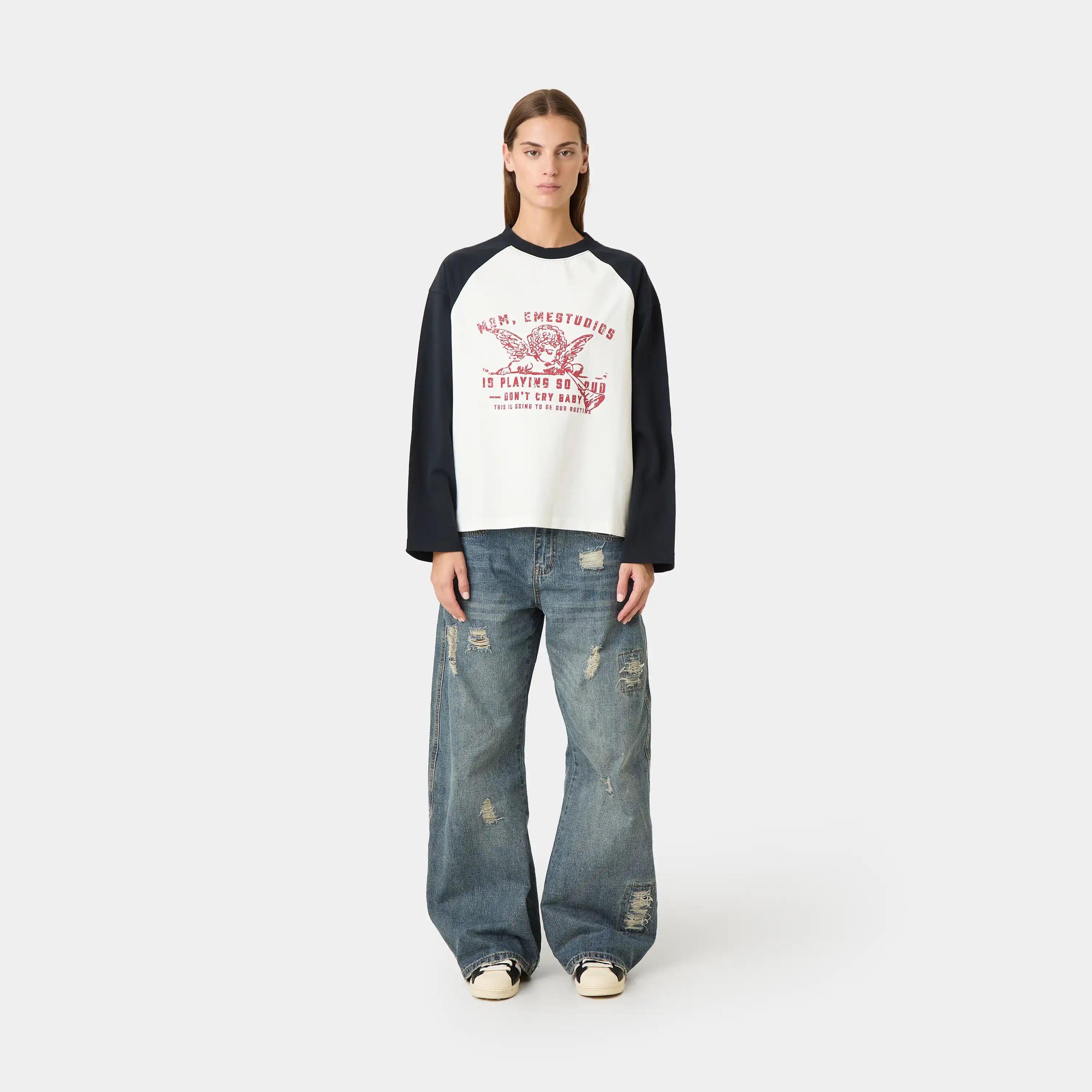 Uriel Navy Long Sleeve T-shirts Eme Studios