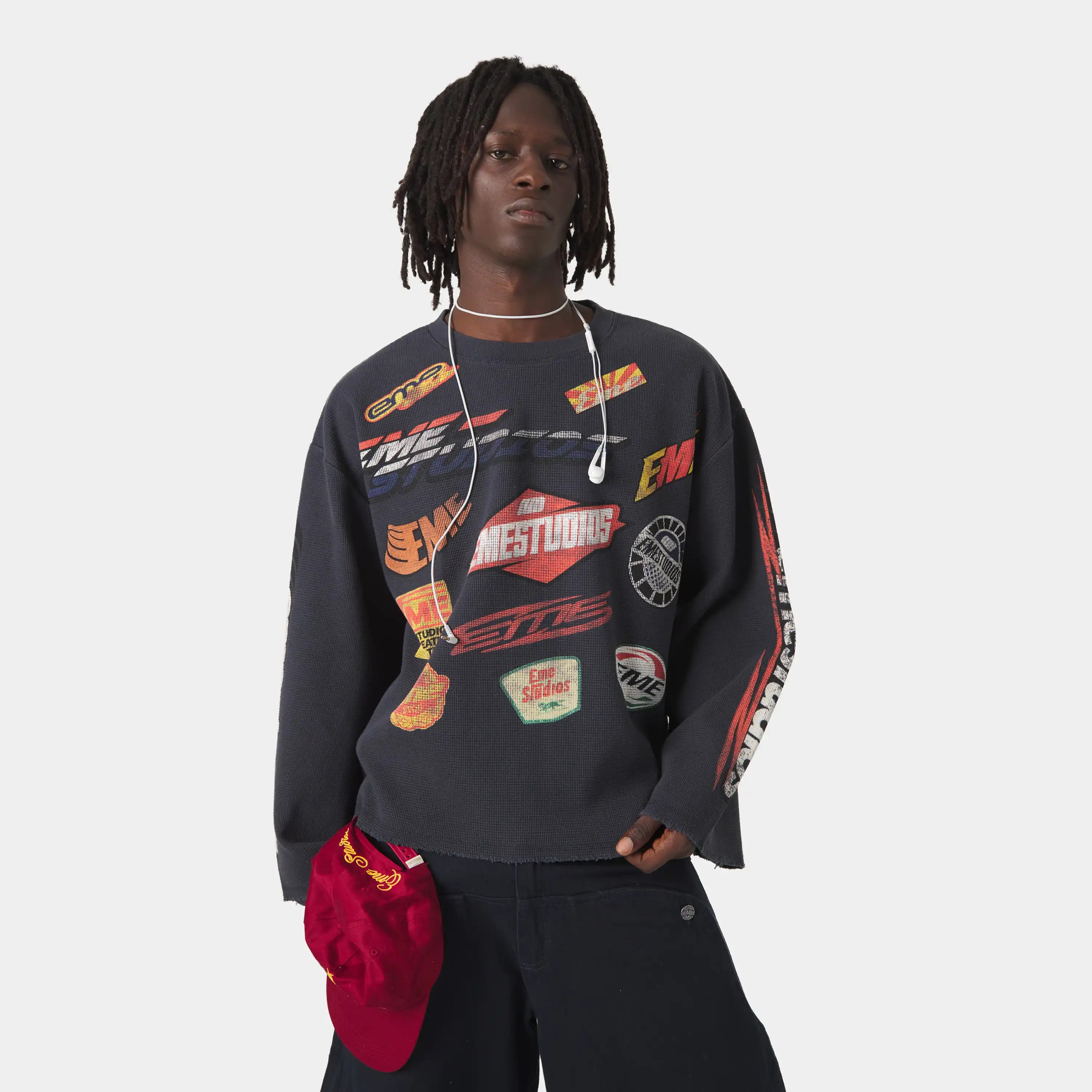Waffle Navy Crewneck Sweatshirts Eme Studios