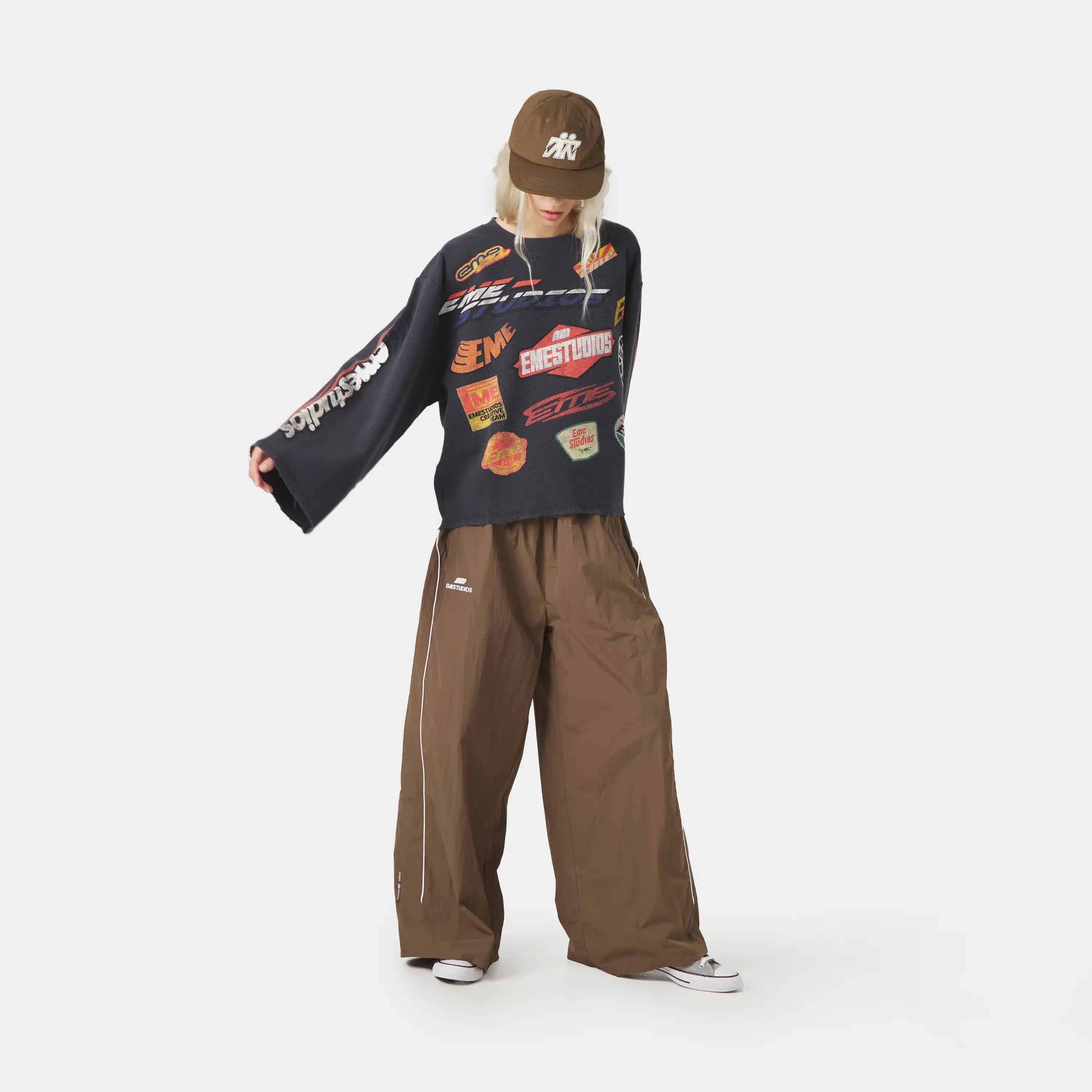 Waffle Navy Crewneck Sweatshirts Eme Studios
