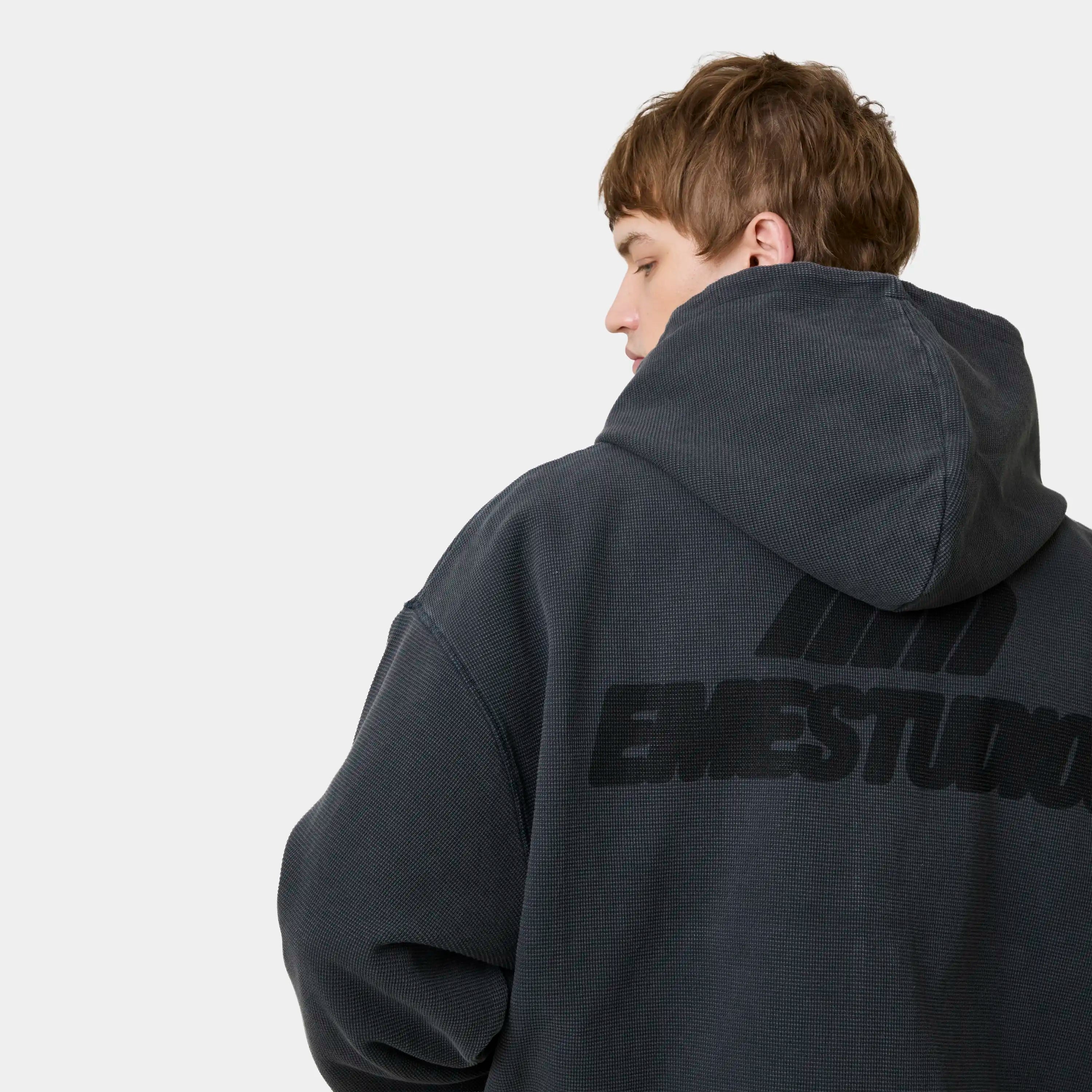 Waffle Navy Croped Boxy Full Zip Hoodies Eme Studios