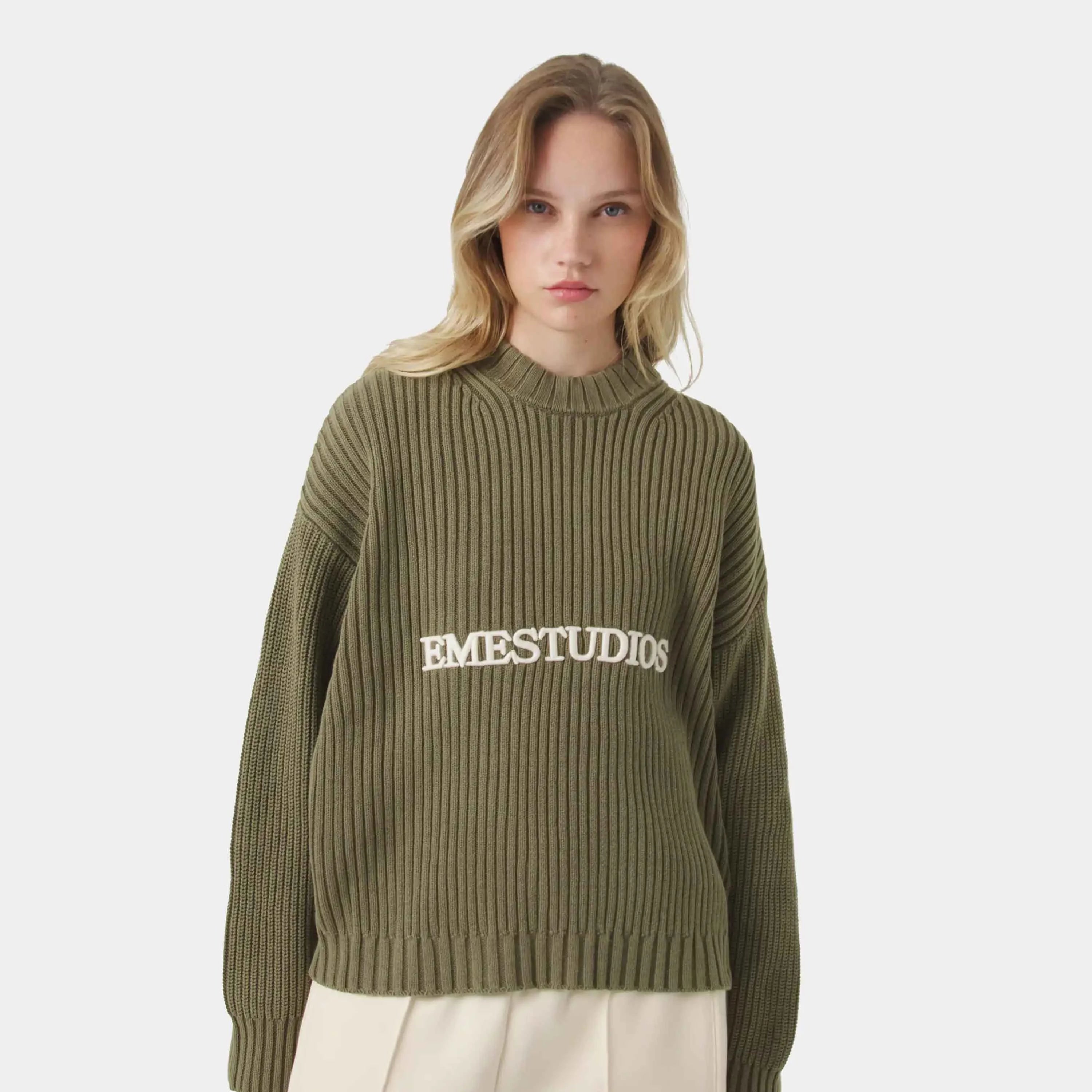 Yoss Olive Knit Sweater Knitwear Eme Studios