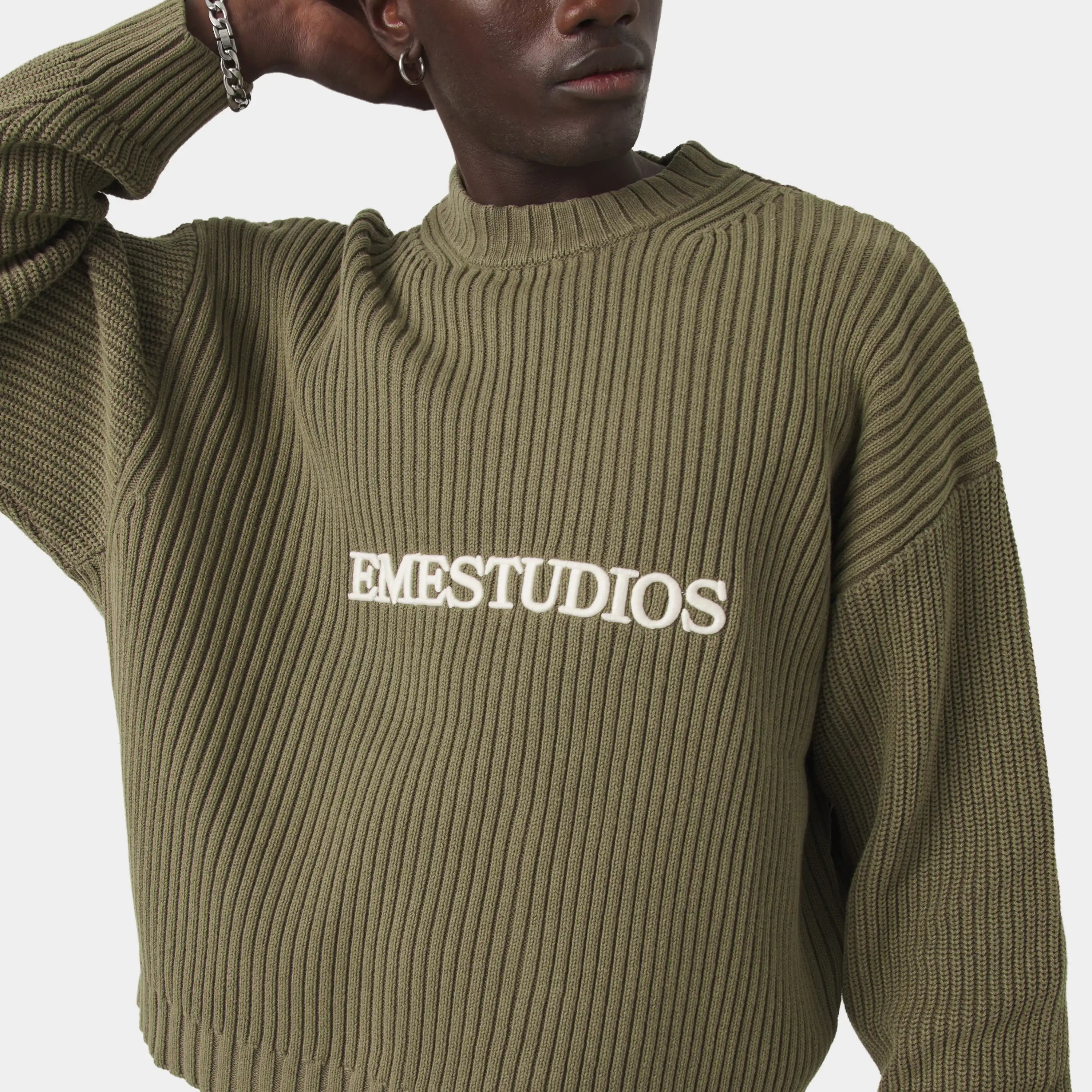 Yoss Olive Knit Sweater Knitwear Eme Studios