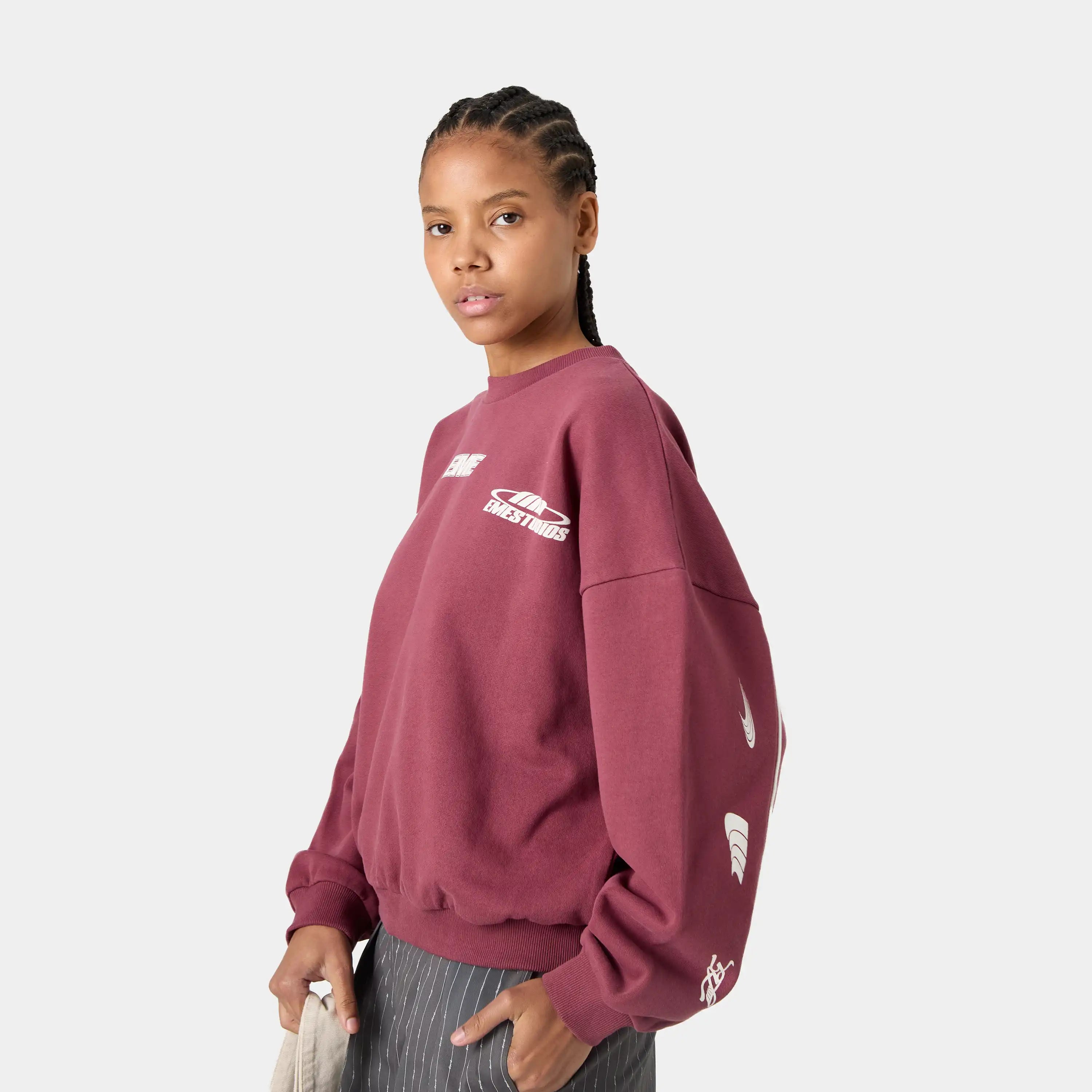 Zenit Burgundy Oversized Crewneck Sweatshirts Eme Studios