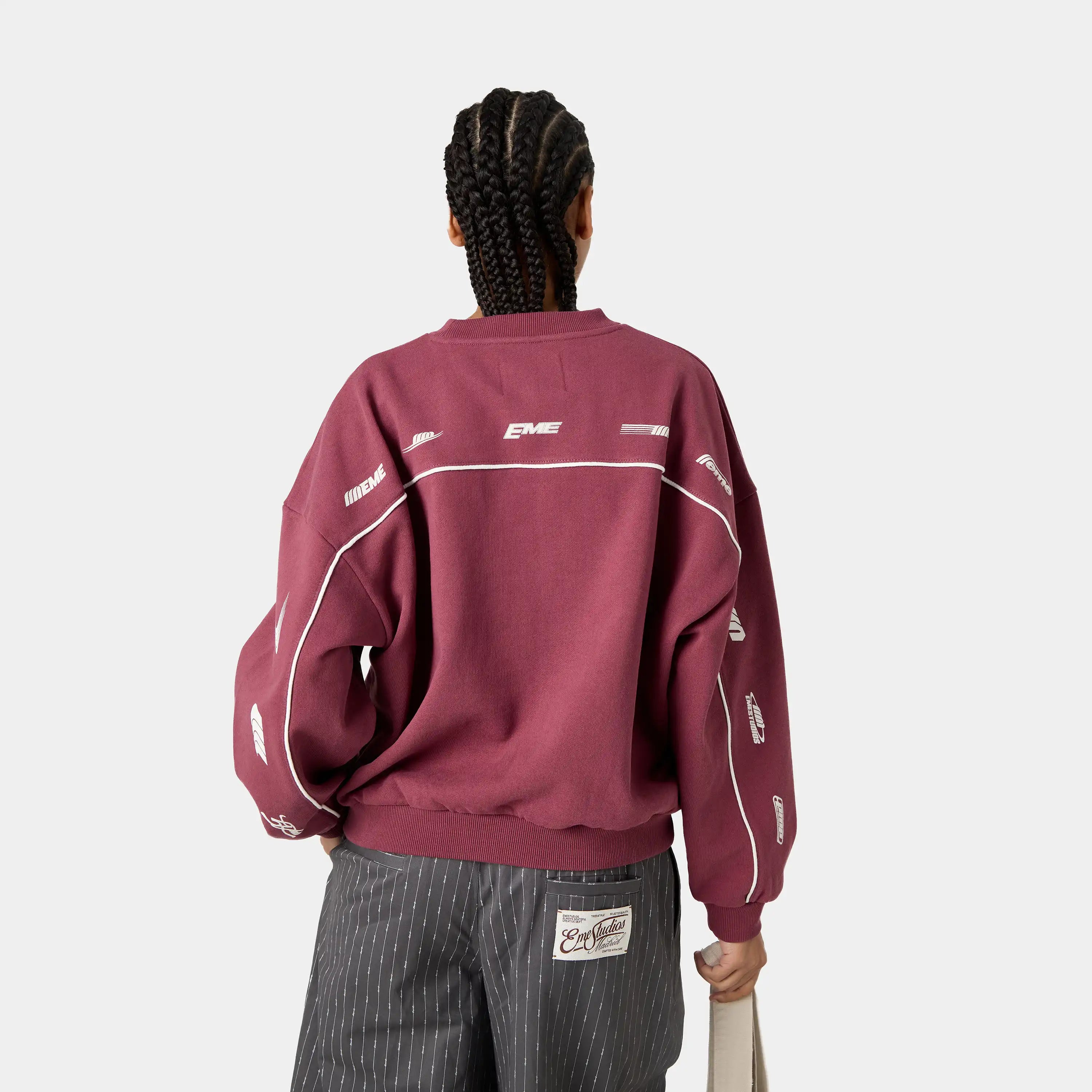 Zenit Burgundy Oversized Crewneck Sweatshirts Eme Studios
