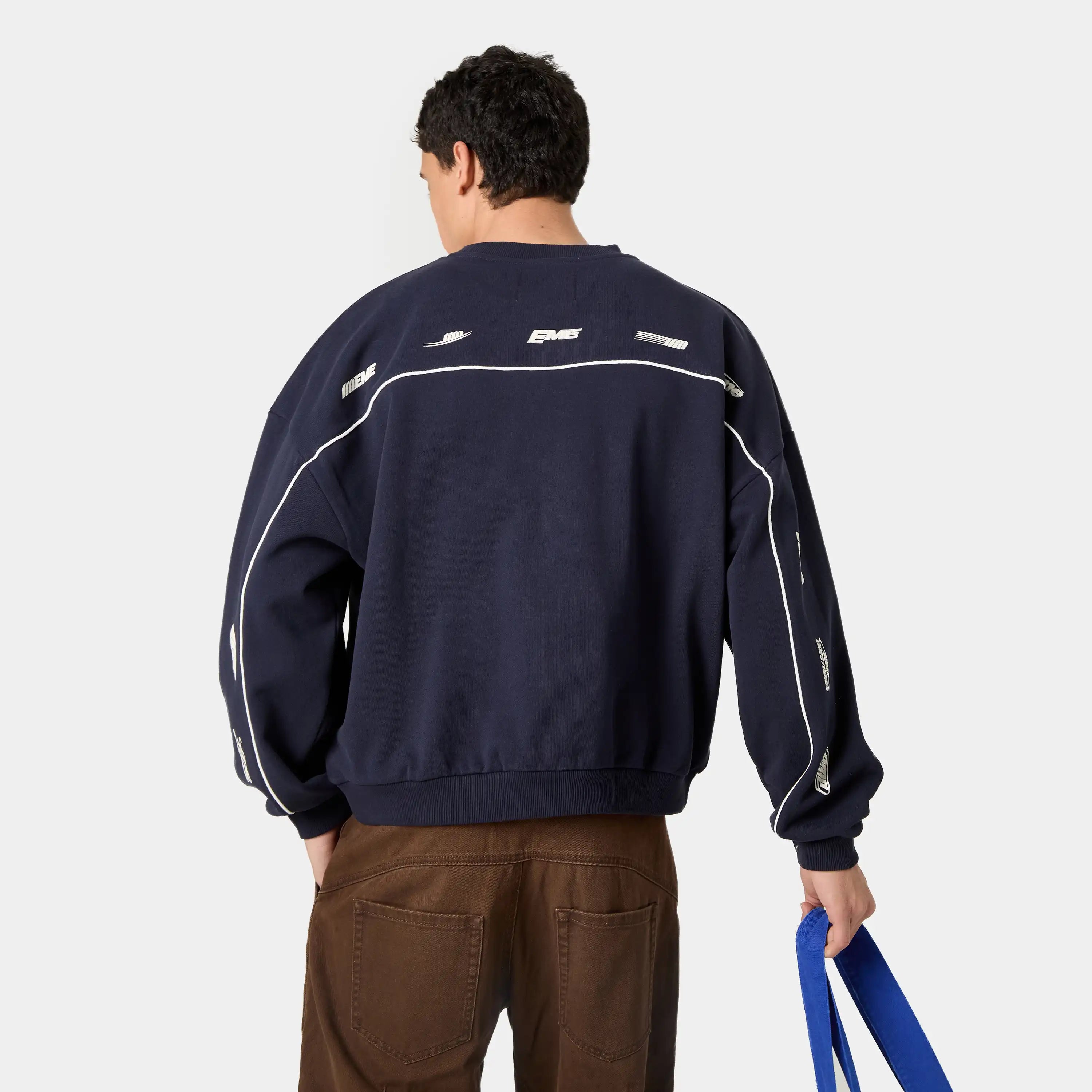 Zenit Navy Oversized Crewneck Sweatshirts Eme Studios